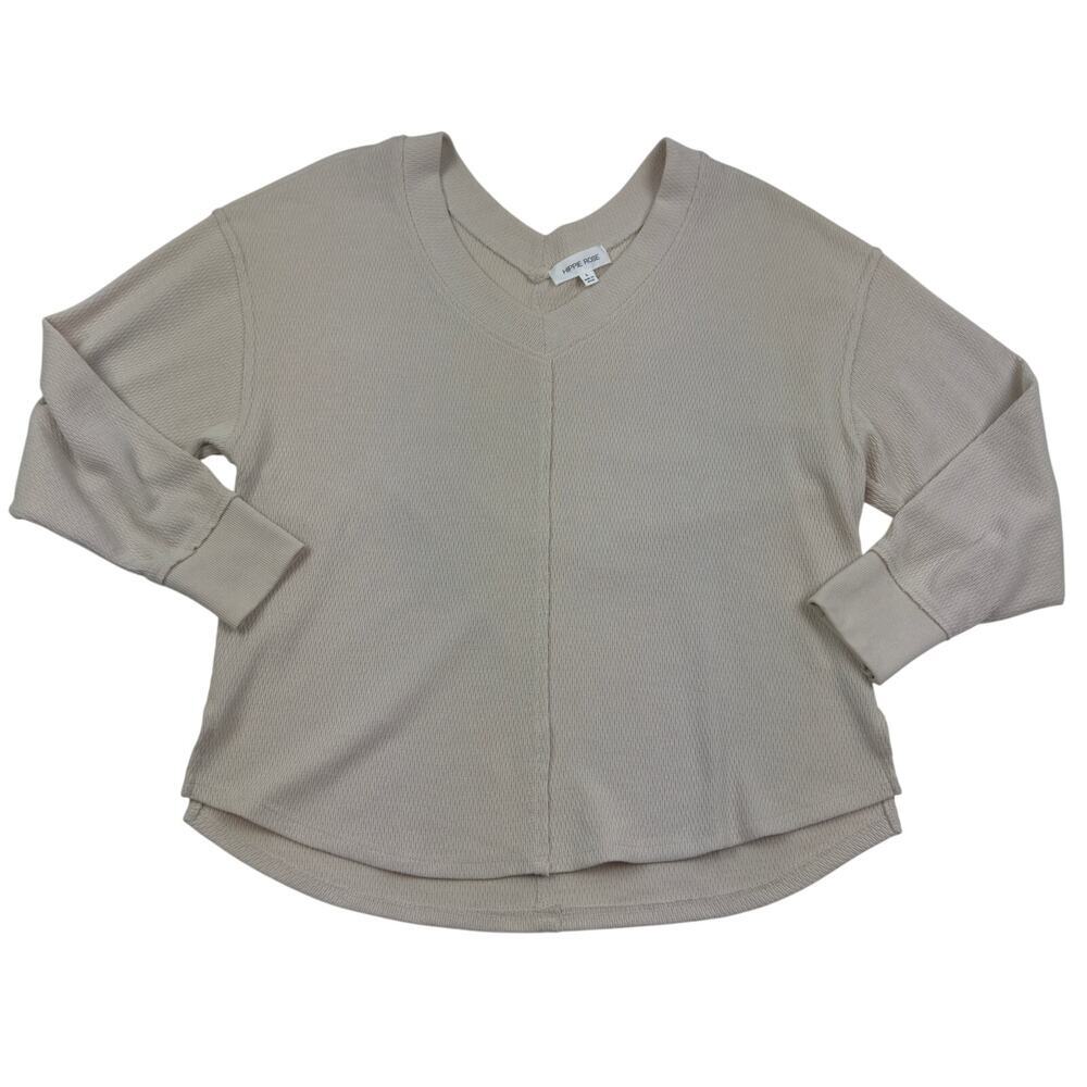 Hippie Rose Textured V-Neck Oversized Long Sleeve Top Women's Size Large